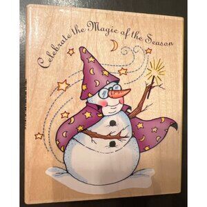 Snowman Christmas Magic Wood Mounted Stamp Inkadinkado smirking goddess